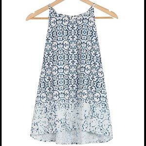 Halter Neckline Cami with Blue and White Print